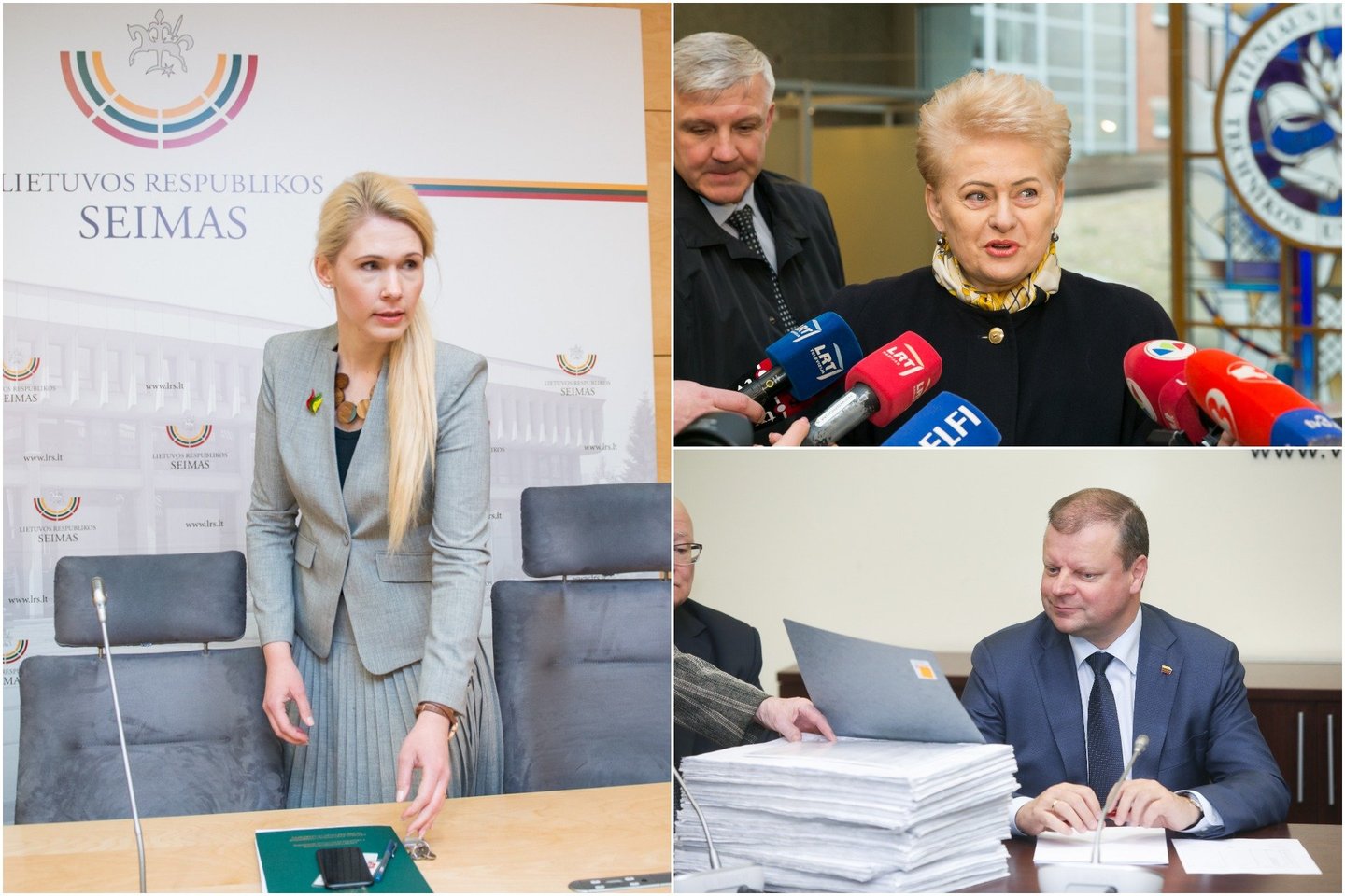  Trypčiojanti VRK sudarė vadinamąją darbo grupę, kuri turėtų pateikti išvadą, ar D.Grybauskaitė nusižengė.<br> lrytas.lt montažas.
