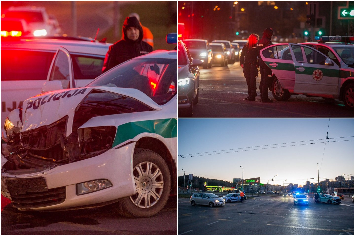 Policijos automobilis pateko į avariją.