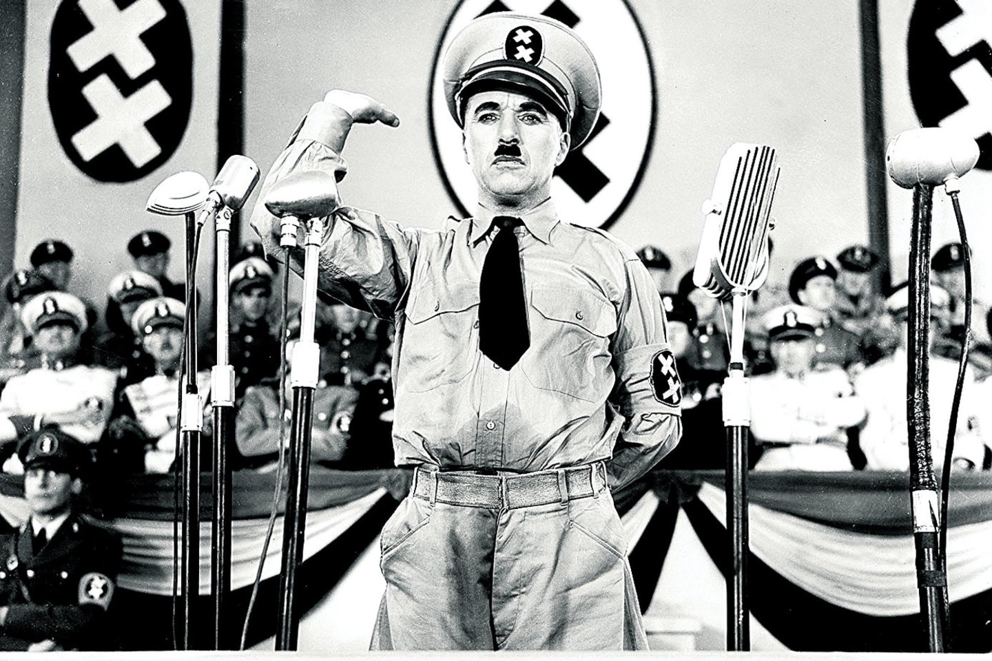 Ch.Chaplinas filme „Didysis diktatorius“.<br>Stop kadras.