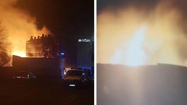 Nufilmuota: Panevėžyje siaubingas gaisras niokojo miedienos įmonės teritoriją