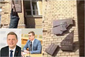Kūju sudaužius Vėtros atminimo lentą – konservatorių užduotis sostinės merui ir teisėsaugai