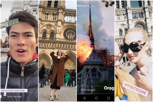 Žinomi žmonės aprauda liepsnose paskendusią Paryžiaus katedrą: dalijasi paskutiniais kadrais