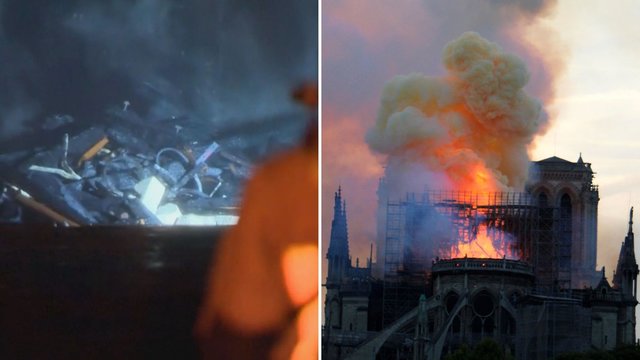 Paviešinti vaizdo įrašai, kaip atrodo Paryžiaus katedros vidus po siaubingo gaisro