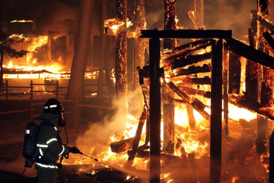 Gindamasis nuo „piktų jėgų“ vyras padegė savo namą ir nužudė penkis kaimynus