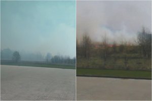 Greta Vilniaus užsidegė didelis žolės plotas, dūmai užtvindė Tarandę