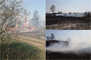 Panevėžio ir Rokiškio ugniagesiai sukelti ant kojų: išplitę žolės gaisrai supleškino 8 pastatus