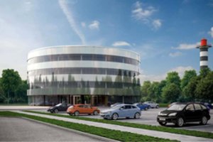 Naujasis "Klaipėdos naftos" pastatas - degalų talpyklų ir švyturio pašonėje