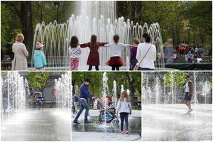 Vilniečiai taškėsi į valias – sostinę papuošė fontanai