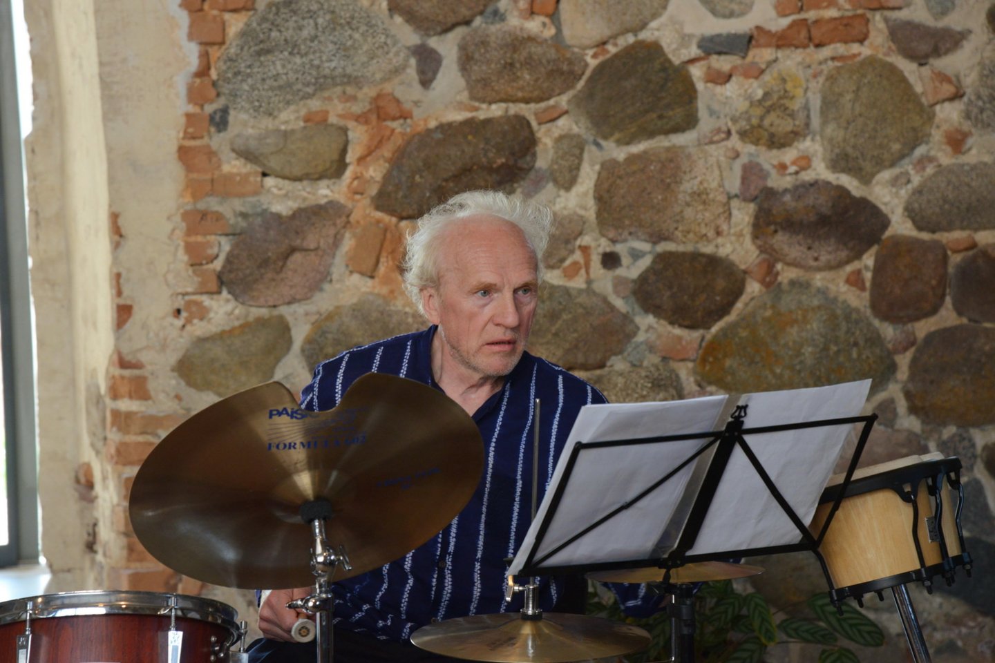 Džiazo muzikantai V.Tarasovas (nuotr.) ir V.Čekasinas grojo Paliesiaus dvare.<br> A.Jakšto nuotr.