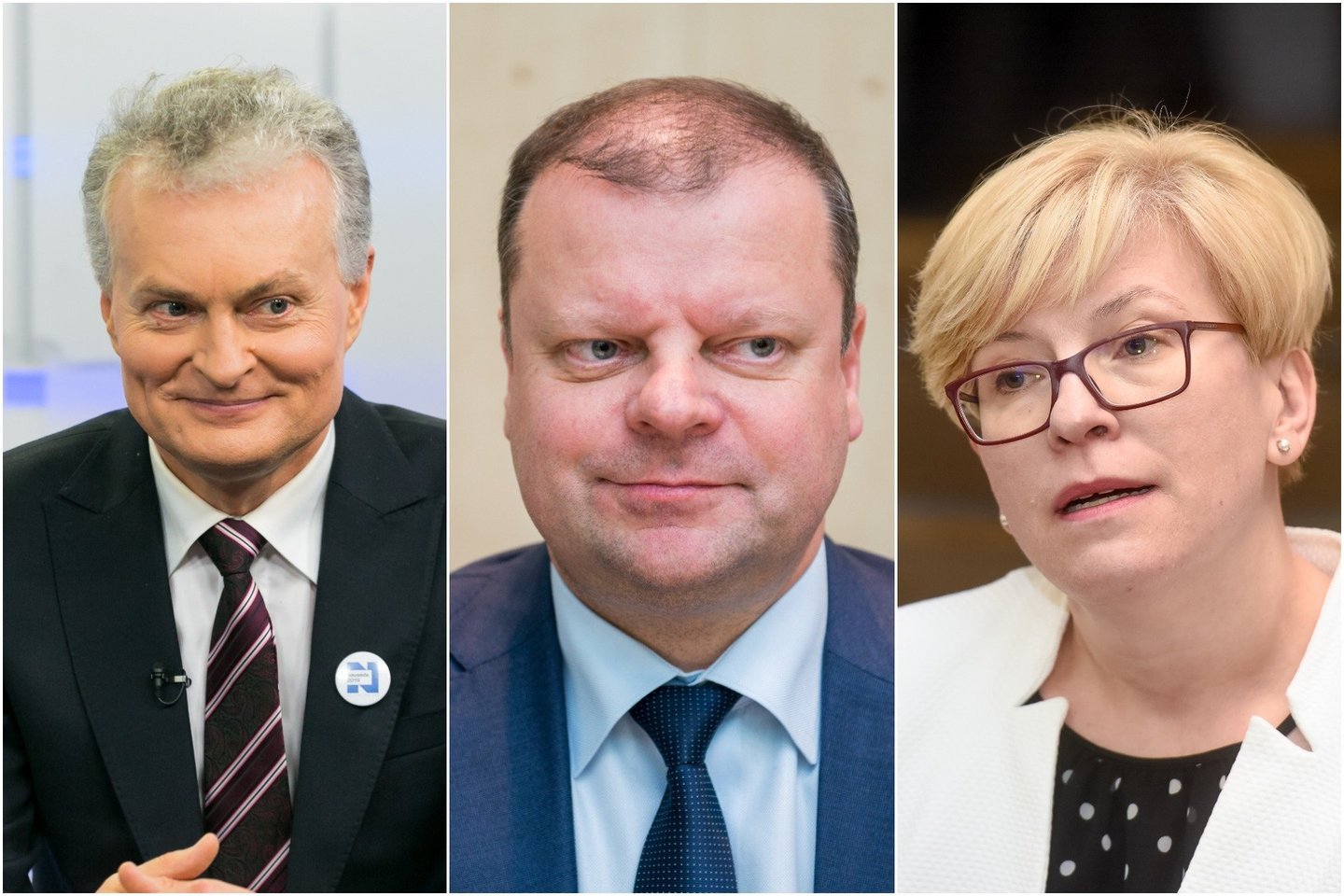 Statistika: dažniausiai žiniasklaidoje minimi kandidatai į prezidentus – S. Skvernelis, G. Nausėda ir I. Šimonytė.<br>lrytas.lt montažas.
