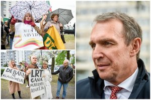 Dalyvauti debatuose atsisakęs A. Juozaitis prie LRT surengė piketą