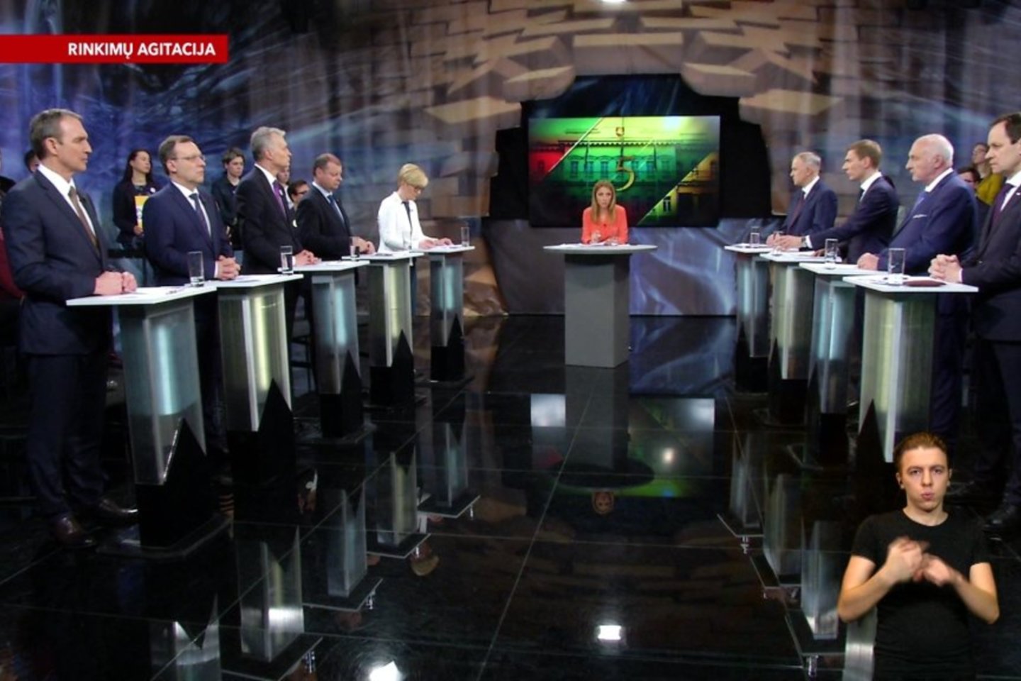 „Lietuvos ryto“ televizijos eteryje vyko dar vienas prezidento posto siekiančių kandidatų susirėmimas. <br> lrytas.tv nuotr. 