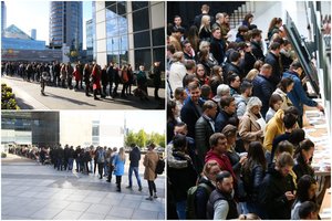 Prie balsadėžių Vilniuje nusidriekė eilės, netelpa net savivaldybėje