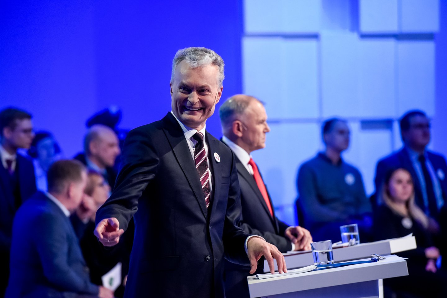 Ketvirtadienį delfi.lt finaliniuose debatuose susitiko visi trys reitingų lyderiai – parlamentarė Ingrida Šimonytė, ekonomistas Gitanas Nausėda ir premjeras Saulius Skvernelis.<br>D.Umbraso nuotr.