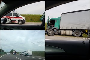 Greitkelyje prie Kauno – didelė avarija, susidūrė du vilkikai, nukentėjo vairuotojas