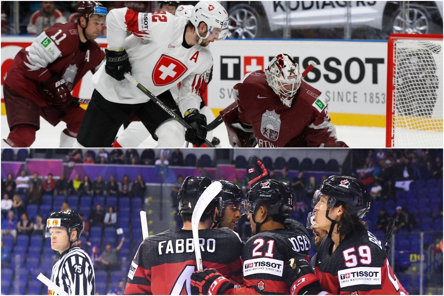 Latvija neatsilaikė prieš šveicarus, Kanada sutriuškino birtus. <br> AFP/Reuters/Scanpix nuotr.