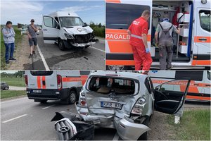Didelė avarija Kauno r.: susidūrė mikroautobusas ir „Toyota“, yra nukentėjusių