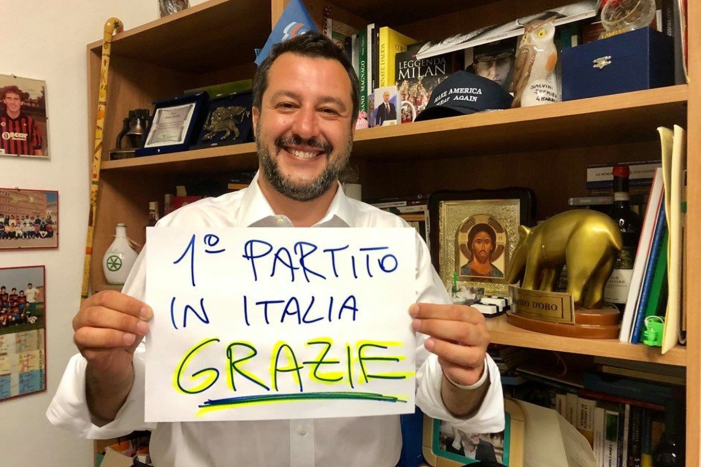  Italijos vidaus reikalų ministras Matteo Salvini.<br> „Facebook nuotr.