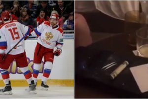 Rusija ūžia: ledo ritulio rinktinės žvaigždė – greta balto „takelio“ ir alkoholiu nukrauto stalo