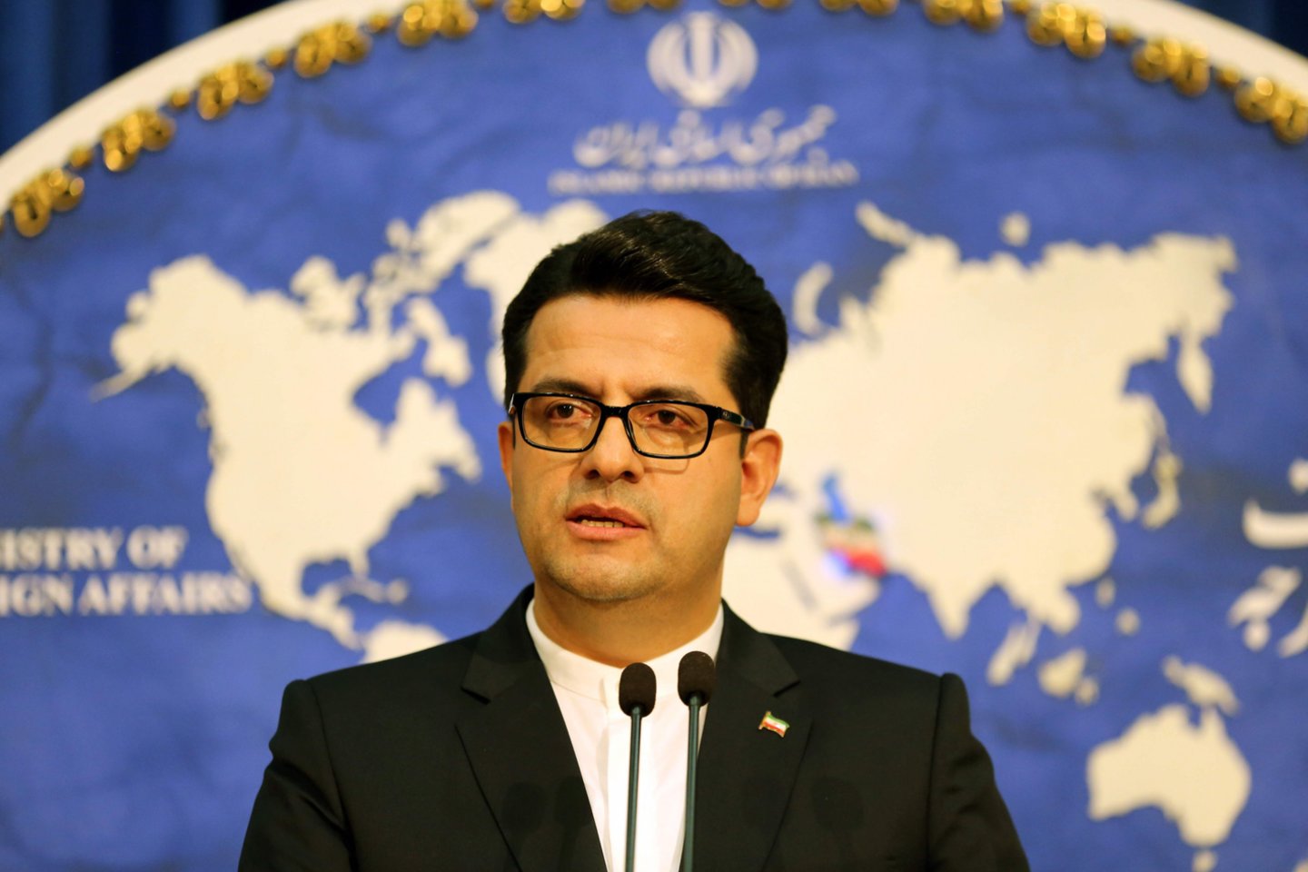  Ministerijos atstovas A.Mousavi spaudos konferencijoje sakė, kad Teheranas „nejaučia jokios įtampos ar susirėmimų galimybės.<br> AFP/Scanpix nuotr.