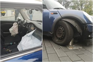 „Mini“ ant stulpelių Vilniuje pamovusiai vairuotojai – dar daugiau nemalonumų