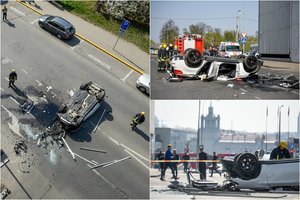 Iš daugiaaukštės aikštelės 5 aukšto iškritusio BMW X6 vairuotojai skirta 5 eurų bauda