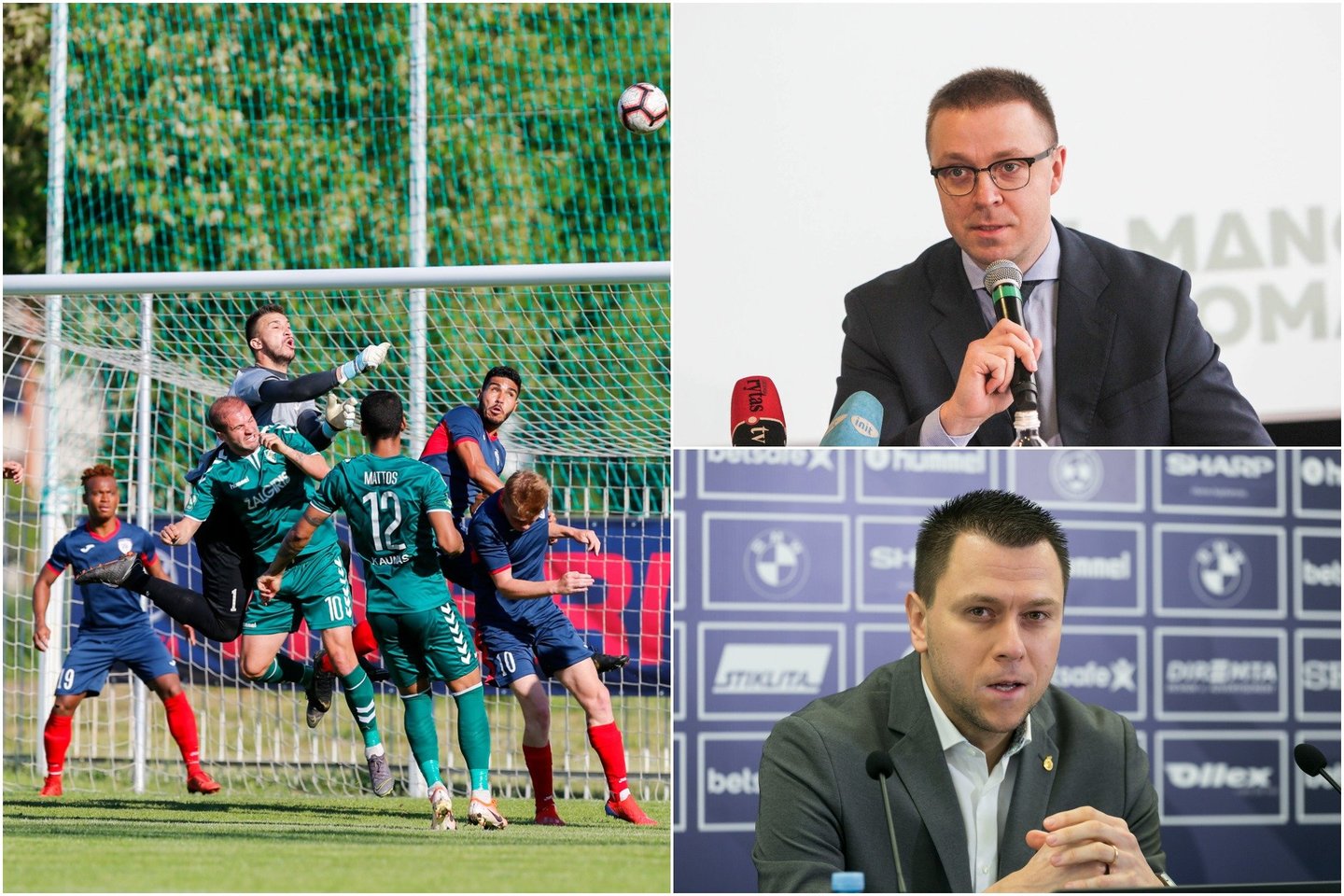  „Stumbras“ dėl savo problemų apkaltino Lietuvos futbolo federaciją, kuri tikina, kad bandė padėti Kauno klubui.<br> lrytas.lt montažas.