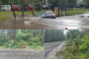 Liūtis smogė Kaunui: virto medžiai, gatvėse plaukė automobiliai, žaibas padegė namą