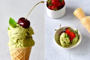 Nenuodėmingas vasaros desertas – avokadų ledai su mėtomis ir braškėmis