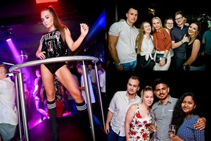 Naktiniame klube linksmybės pasiekė kulminaciją ant pakilų užlipus šokėjoms
