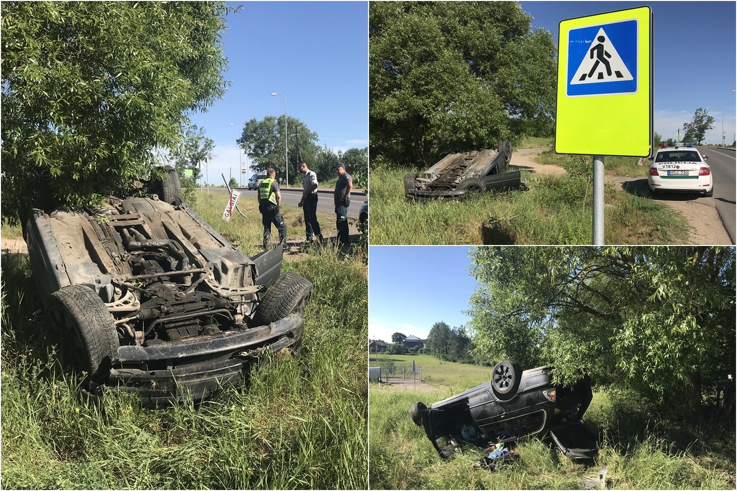  Vilniaus pakraštyje apsivertė BMW, keturi jaunuoliai spruko neatsigręždami.<br> Įvykio liudininko nuotr.