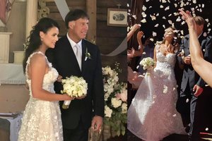 Susituokė dar kartą: Šarūnas ir Laura Marčiulioniai prisiekė amžiną meilę prieš Dievą