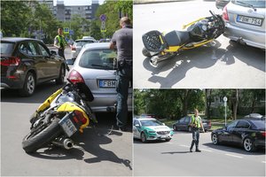 Po susidūrimo su BMW Vilniuje nukentėjo su šortais važiavęs motociklininkas