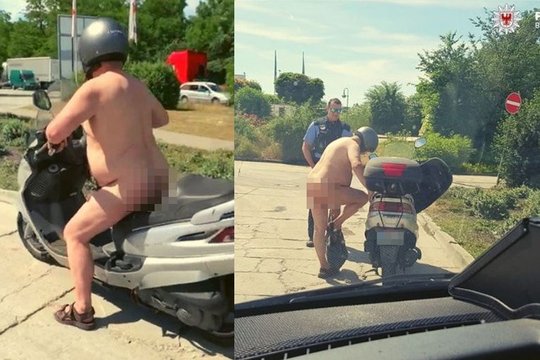 Nuogalius su motoroleriu pareigūnams atėmė žadą: demonstravo viską, ką turi