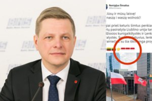 Vėl klaida: R. Šimašiaus sveikinime Lenkijai – ne ta vėliava