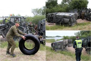 Per pratybas greta Šiaulių apvirtus transporteriui sužaloti 5 kariai