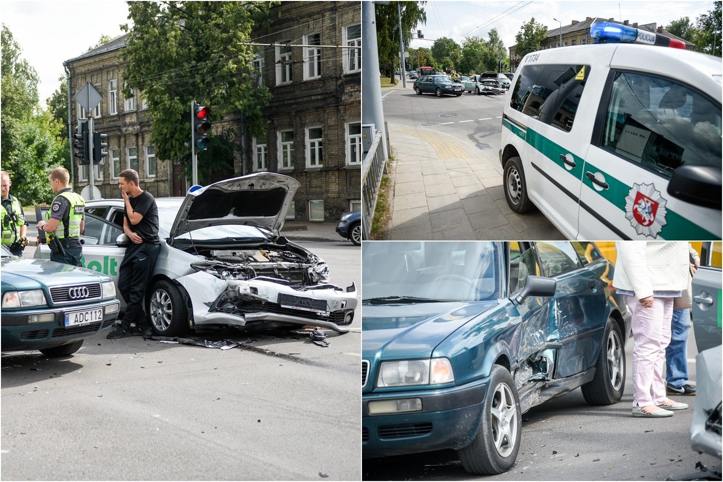 Po automobilių susidūrimo Vilniuje ant kojų sukeltos tarnybos.