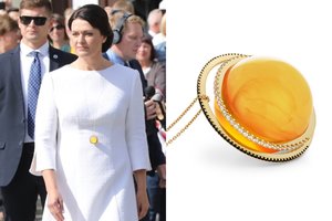 D. Nausėdienei ant kaklo – išskirtinis papuošalas iš aukso, briliantų ir gintaro