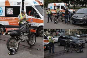 Per susidūrimą su automobiliu Vilniuje sužeistas motociklininkas