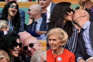 Verslo magnatas J. Bezosas meiliai į ausį jau šnabžda kitai: kartu pasirodė Vimbldone