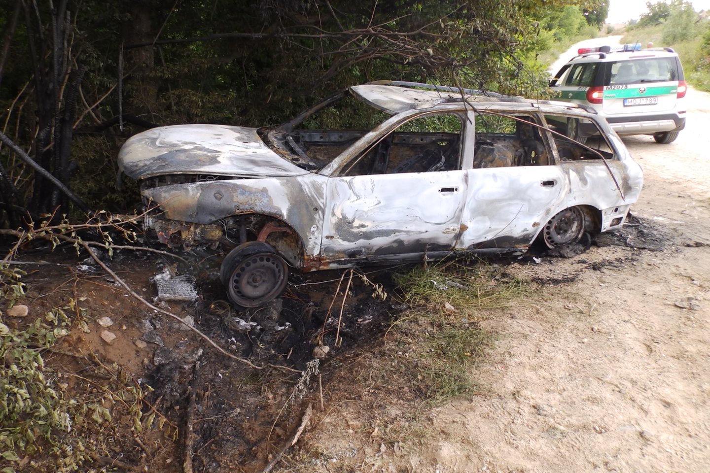 Kalvarijoje pavogtas automobilis rastas sudegintas.