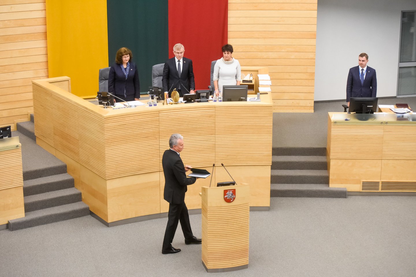 Prezidentas Gitanas Nausėda ketvirtadienį Seimui pateikė Sauliaus Skvernelio kandidatūrą toliau eiti premjero pareigas.<br>D.Umbraso nuotr.