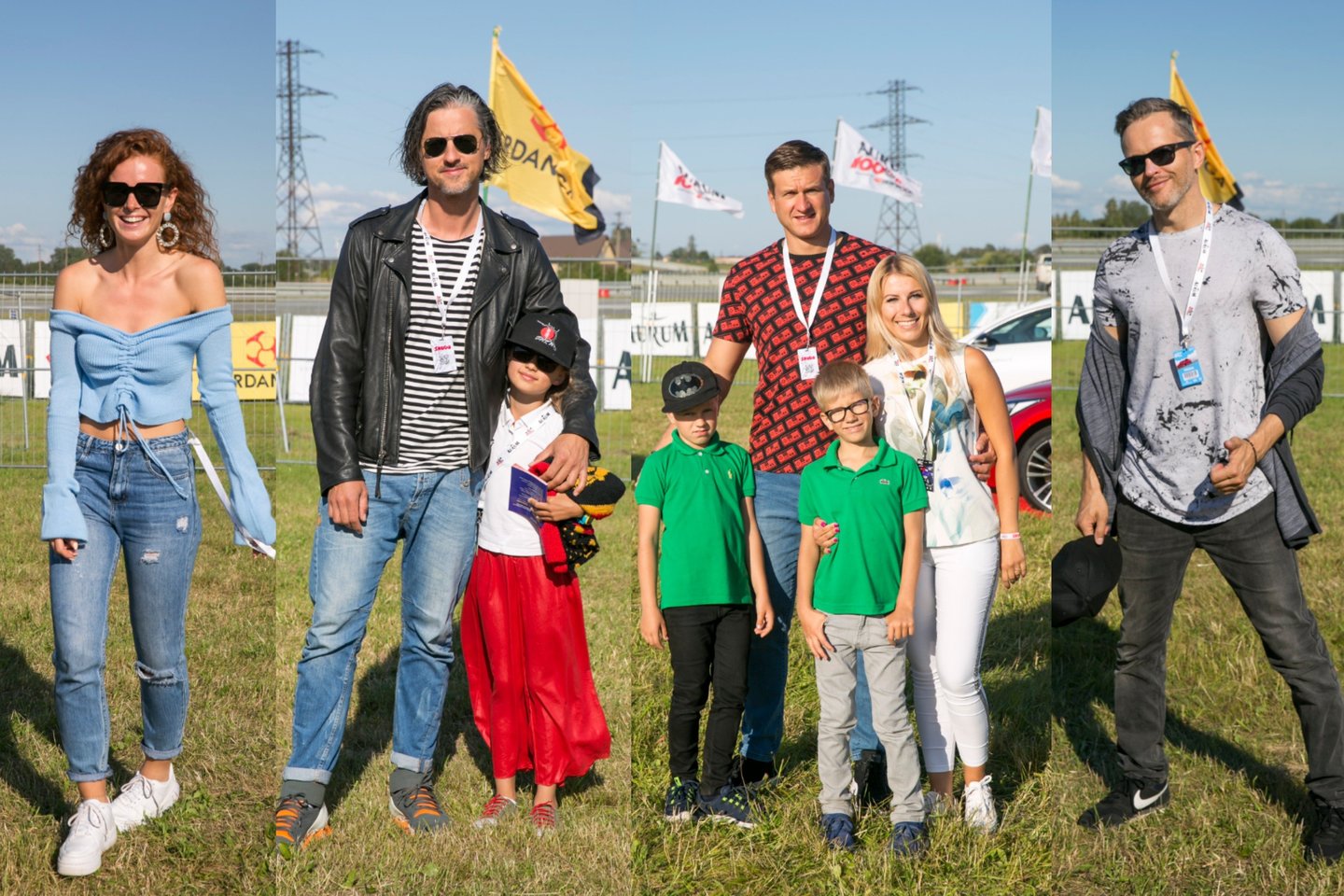Iš kairės: Dalia Belickaitė, Vytautas Rumšas jaunesnysis su dukra, Paulius Morkūnas su žmona Kristina ir sūnumis bei Gediminas Žilinskas. <br>T.Bauro nuotr. 