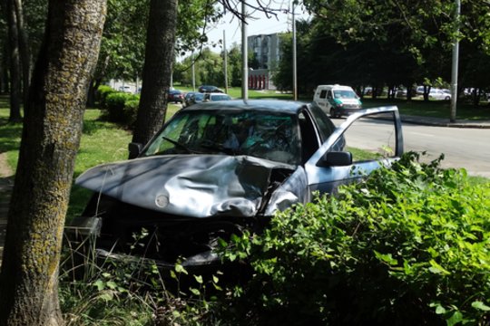 Po smūgio BMW Kaune nulėkė į krūmus, ligoninėje – dvi moterys ir vaikas