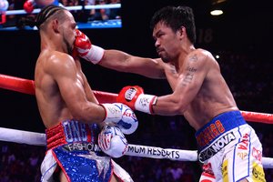 Legendinis 40-metis Filipinų boksininkas Manny Pacquiao šventė pergalę Las Vegaso ringe
