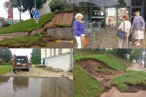 Liūtis siaubė Vidurio Lietuvą: slinko šlaitai, skendo automobiliai, nedirbo parduotuvė