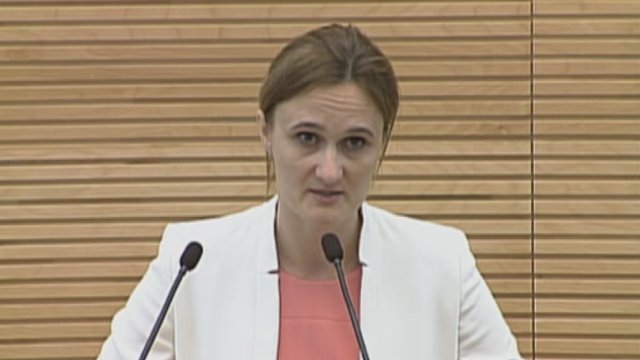 V. Čmilytė-Nielsen pateikė S. Skverneliui diskusijų keliantį klausimą dėl moterų