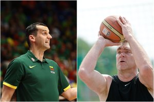 Arvydas Sabonis pralaimėjo metimų nuo aikštės centro varžybas Benui Matkevičiui