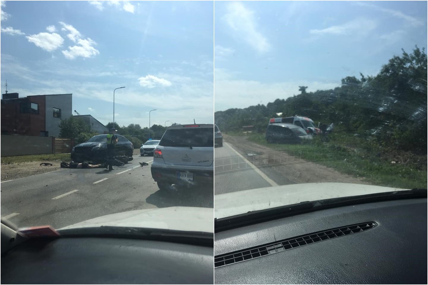Kaune susidūrė du automobiliai ir motociklas, motociklininkas žuvo.