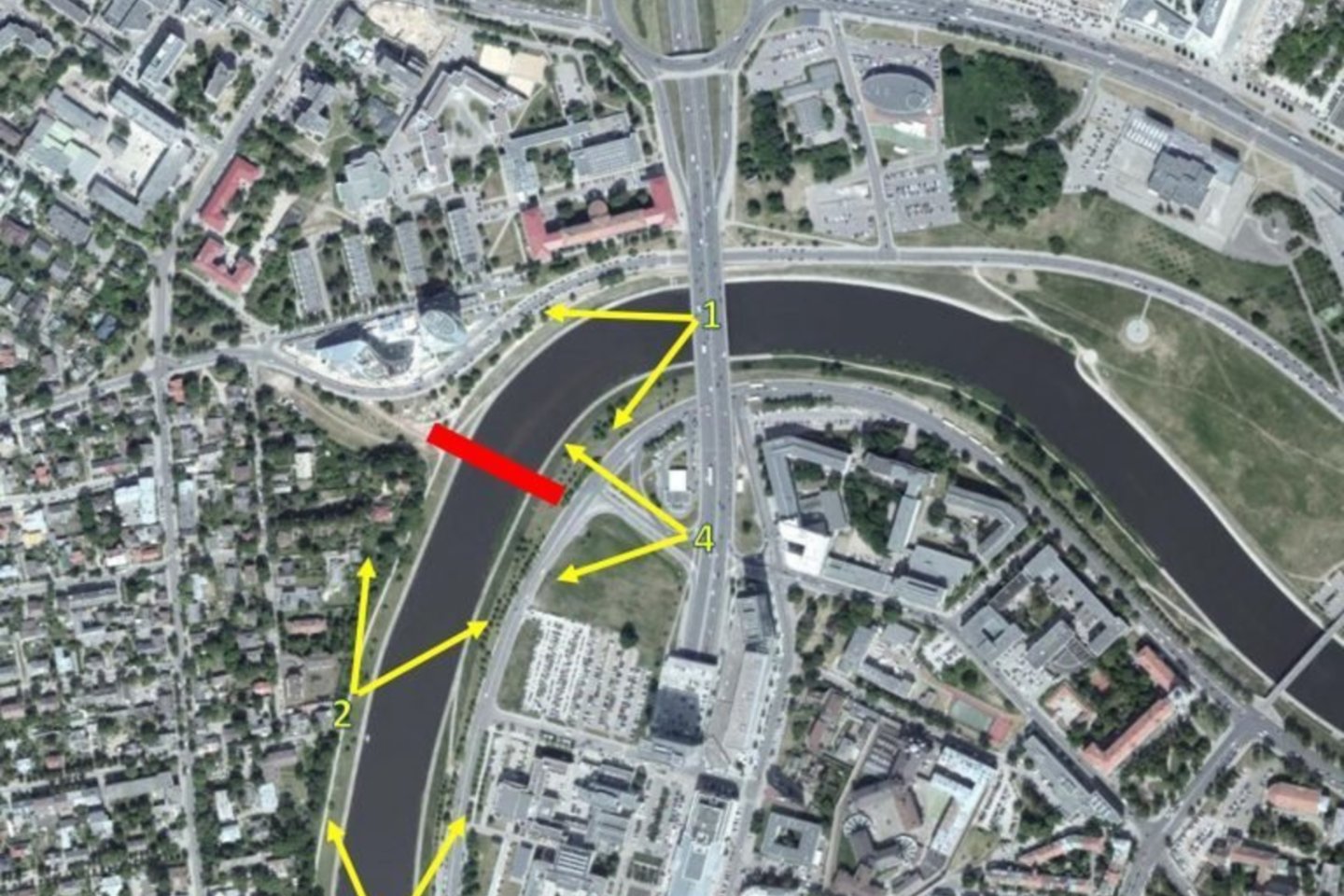 Vilniaus miesto savivaldybė ir Lietuvos architektų sąjunga paskelbėt dar vieno pėsčiųjų tilto per Neries upę nuo Goštauto gatvės.<br>vizual.